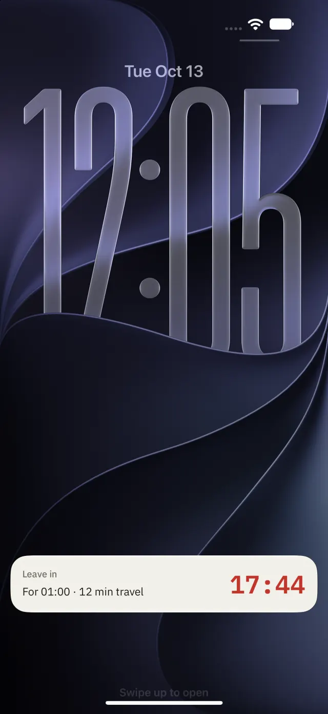The Lock Screen, counting down to when you leave for the next event.